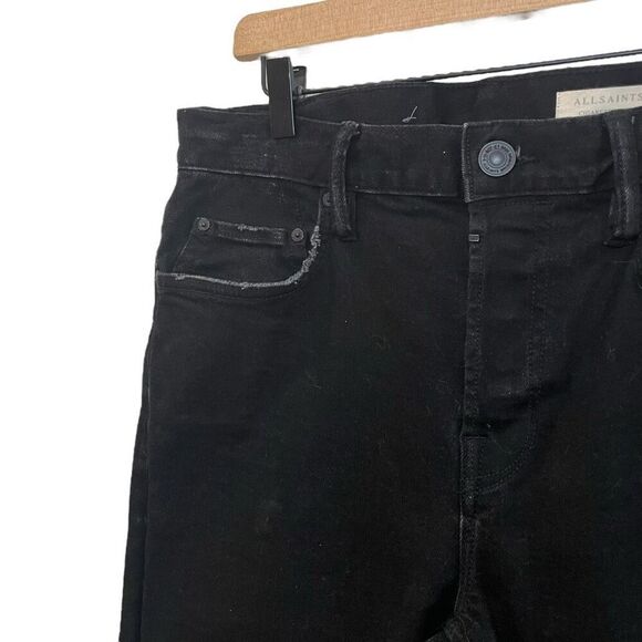 All Saints Black Distressed Gothic Grunge High Rise Button Fly Cigarette Jeans S - Picture 3 of 11